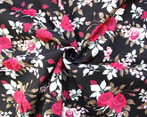 Little Johnny Roses On Black Background 100% Cotton Poplin 148cm Wide Digitally Printed Fabric for Crafting, Sewing, Patchwork, Dressmaking